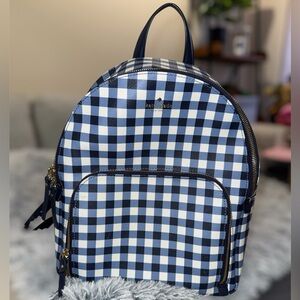 Kate Spade Navy and White Check Backpack